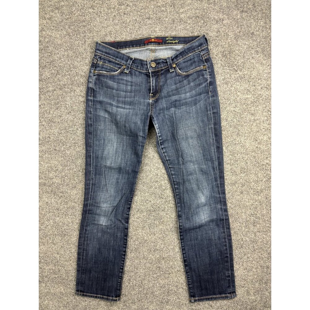7 For All‎ Mankind Jeans Womens 26 Blue Slim Straight Stretch Denim Made USA